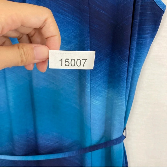 Cocomo Navy Soft Stretch V Neck Sleeveless Collar Belted Casual Dress size 2X - Picture 9 of 9